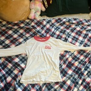 White and red long sleeve T shirt